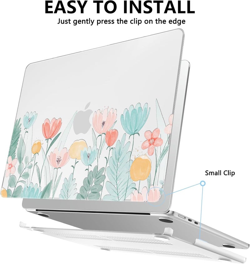 AKIT Compatible with MacBook Air 13 inch Case 2026 2025 2024-2022 M4 M3 M2 A3240 A3113 A2681, Pattern Hard Shell Laptop Case+Screen Protector+Keyboard Cover for MacBook Air 13.6 inch, SimpleFlowers - Image 4